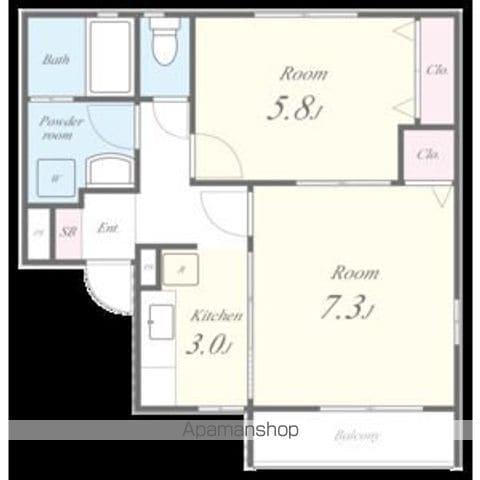 リーフレジデンス西館(2K/2階)の間取り写真