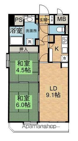 リバーシティ日東2(2LDK/2階)の間取り写真