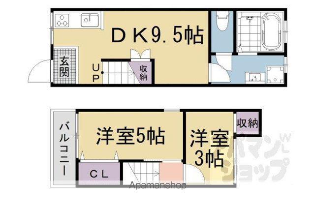醍醐槇ノ内町１８ー３０テラスハウス(2LDK)の間取り写真