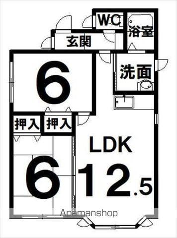 ロブ・ノール(2LDK/2階)の間取り写真