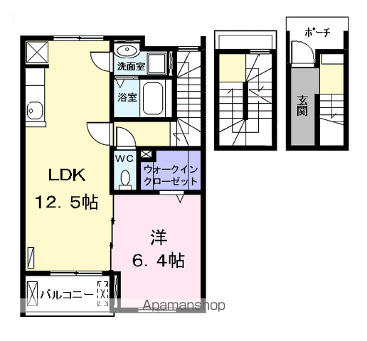 アルバ A(1LDK/3階)の間取り写真