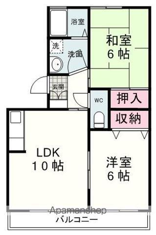 クレセントK(2LDK/2階)の間取り写真