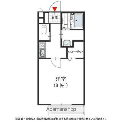 クオリア東茱萸木(1K/2階)の間取り写真