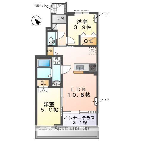  野田市なみき3丁目アパート(2LDK/1階)の間取り写真