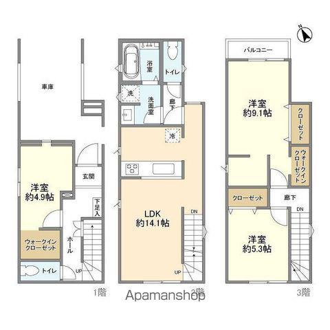 京浜東北・根岸線 蕨駅 徒歩22分 3階建 築2年(3LDK)の間取り写真