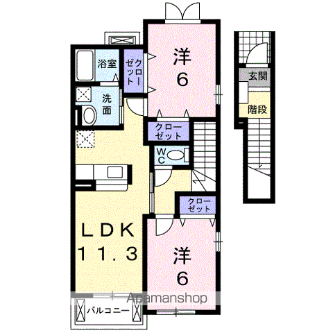 チェリーブロッサムA(2LDK/2階)の間取り写真
