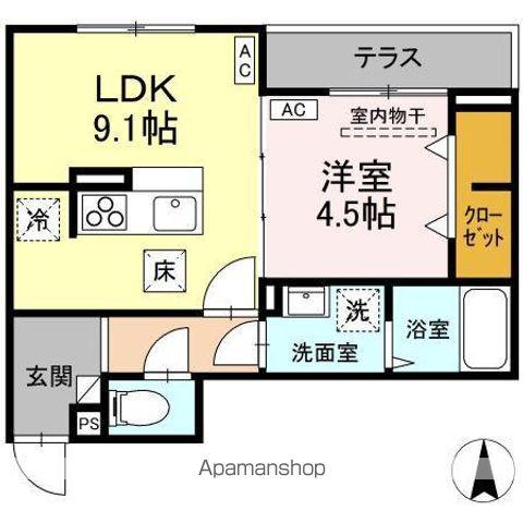 D-ROOM元横山町(1LDK/1階)の間取り写真