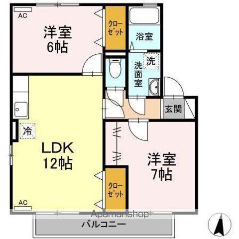 カイザークローネ 1(2LDK/2階)の間取り写真