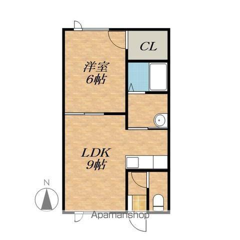 ハイツたちばな(1LDK/2階)の間取り写真