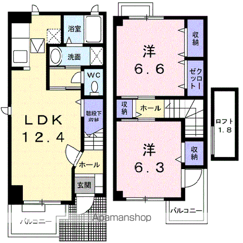 ロヴェール(2LDK/1階)の間取り写真