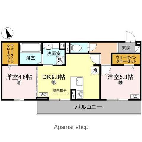 エレガンス ビュー(2DK/3階)の間取り写真