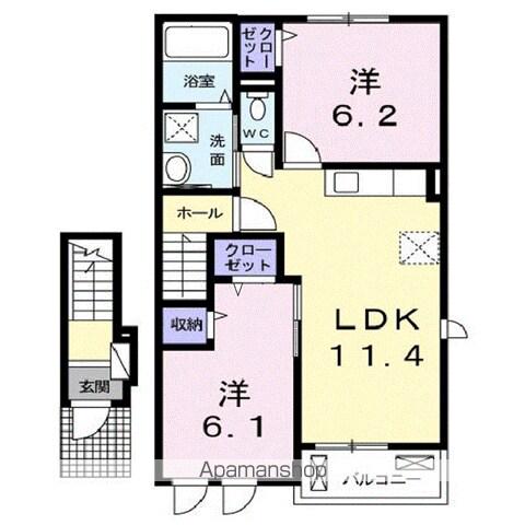 アルモニーアA(2LDK/2階)の間取り写真