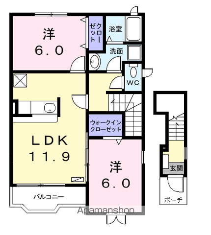 ネオサイトⅡ(2LDK/2階)の間取り写真