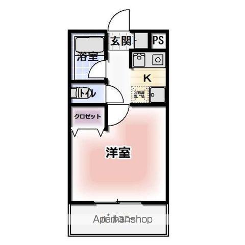 テクトピア静岡(1K/2階)の間取り写真