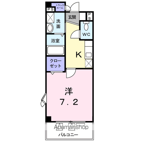 ジュネス湯村(1K/2階)の間取り写真