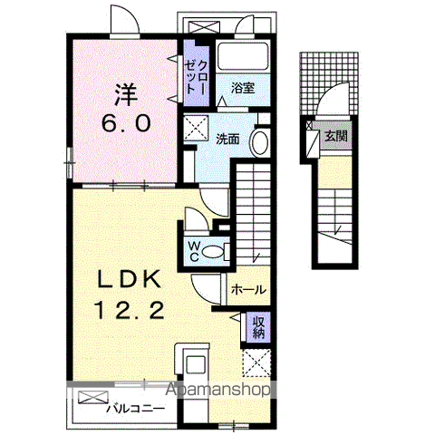 ドリーム悠(1LDK/2階)の間取り写真