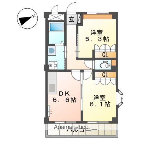 パークレジェンドⅡ(2DK/2階)の間取り写真