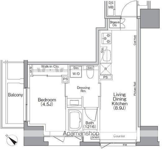 ザ・パークハビオSOHO横浜関内(1LDK/15階)の間取り写真