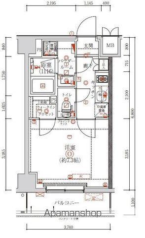 アルテシモテーレ(1K/8階)の間取り写真