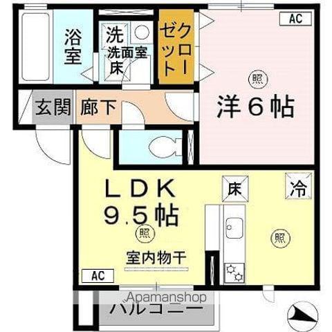 ヴィラ・シャロム A棟(1LDK/1階)の間取り写真