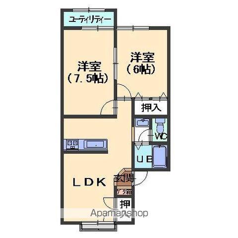 ASCOT.Y(2LDK/1階)の間取り写真