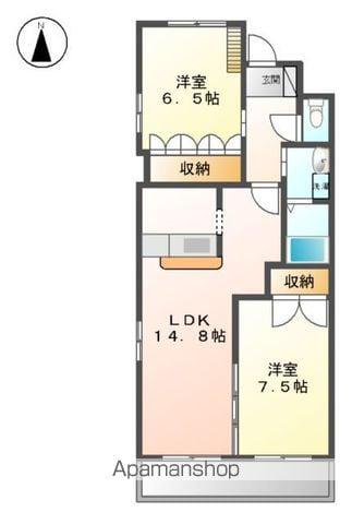 モンテ・ドゥ・ボヌール(2LDK/2階)の間取り写真