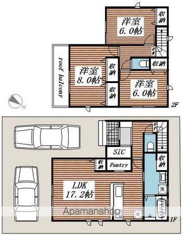 高崎線 北本駅 バス乗車時間：3分 南小学校入口バス停で下車 徒歩6分 2階建 築3年(3LDK)の間取り写真