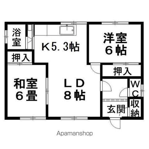 西山貸室(2LDK/2階)の間取り写真