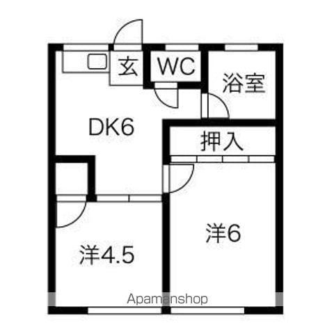 オークラパークマンション(2DK/3階)の間取り写真