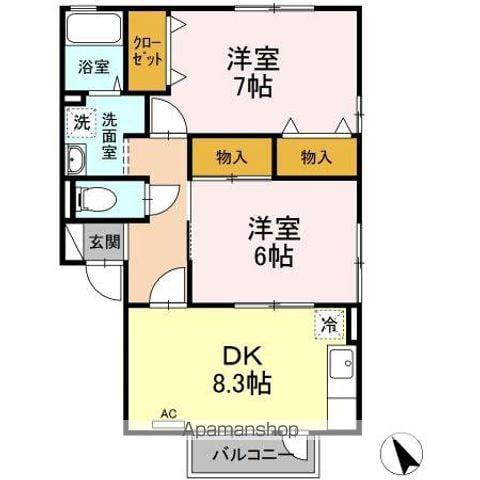 ハイツ末武Ⅱ(2DK/1階)の間取り写真