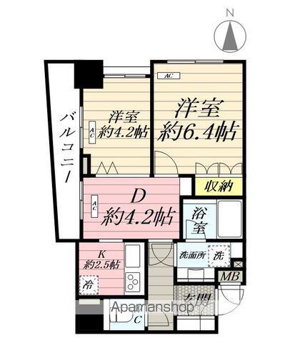 ドメスセレーナ鶴見(2DK/5階)の間取り写真