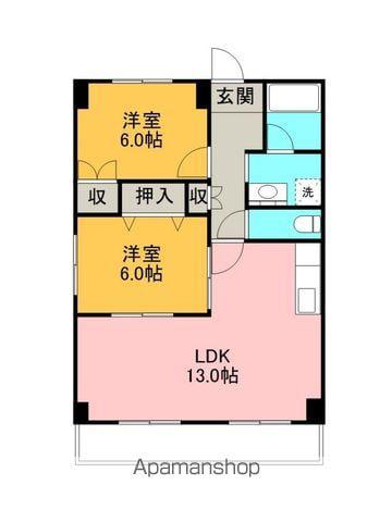 メゾン北村Ⅰ(2LDK/4階)の間取り写真