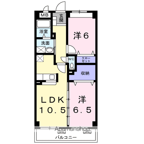 クラシオンⅠ(2LDK/2階)の間取り写真