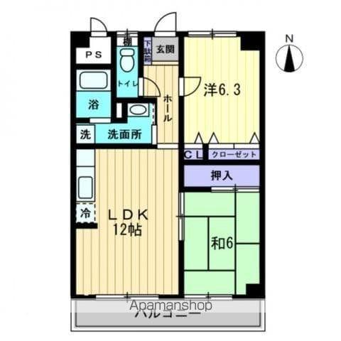 ジュアン三条(2LDK/3階)の間取り写真
