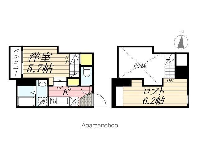 ルミカ美野島(ワンルーム/2階)の間取り写真