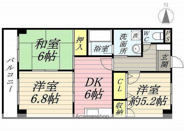 バードウェルマンション(3DK/3階)の間取り写真
