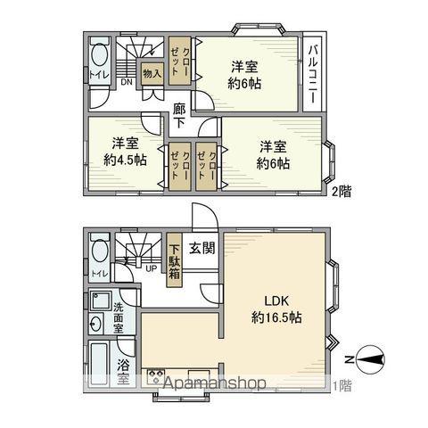 京成電鉄本線 京成大久保駅 徒歩16分 2階建 築31年(3LDK)の間取り写真