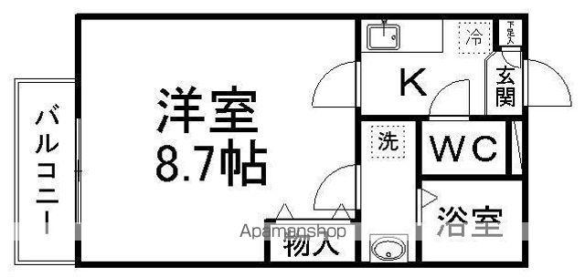 クレフラスト福祉大前ⅡB棟(1K/1階)の間取り写真