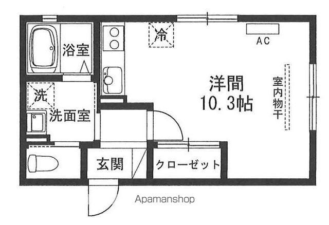 ヴェルディⅠ(1K/1階)の間取り写真
