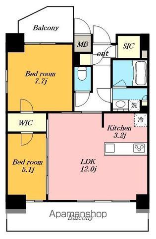 S-RESIDENCE上社南AMANTE(2LDK/8階)の間取り写真