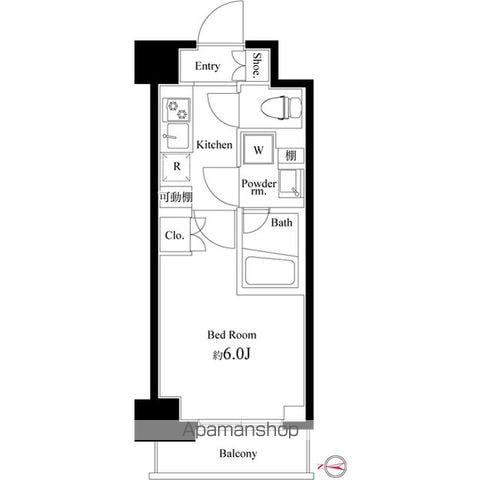 ハーモニーレジデンス武蔵小杉002(1K/6階)の間取り写真