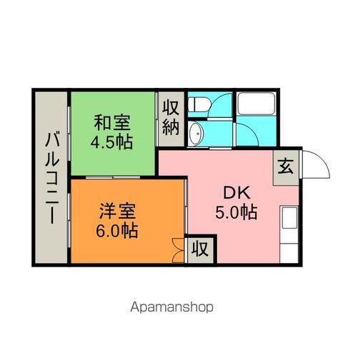 日下部コーポ(1LDK/3階)の間取り写真