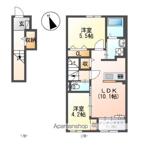 ホクレアⅡ(2LDK/2階)の間取り写真