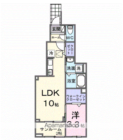 サングレイス(1LDK/1階)の間取り写真