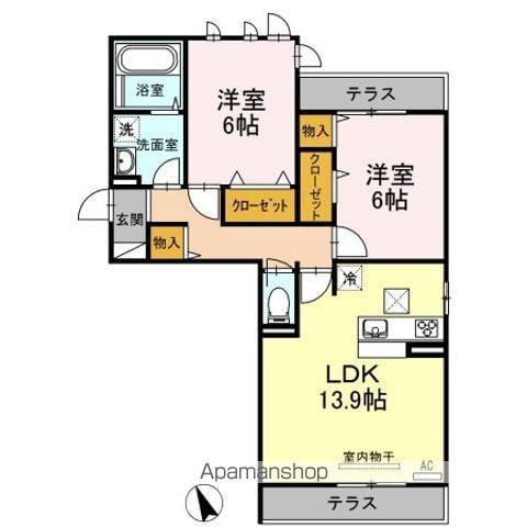D-ROOMCⅢ(2LDK/1階)の間取り写真