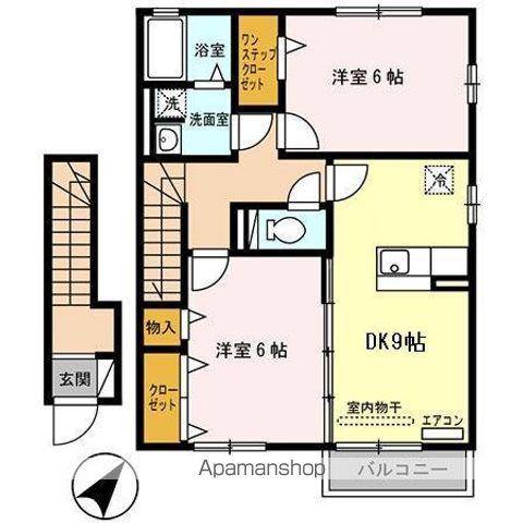 セジュールKⅡ(2DK/2階)の間取り写真