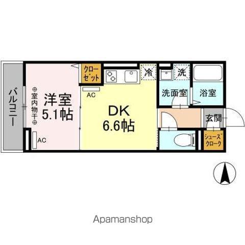 グラナーデ高野台(1DK/2階)の間取り写真