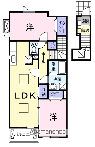 クリザンテーム Ⅰ(2LDK/2階)の間取り写真