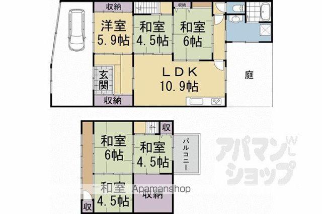 京都市烏丸線 北大路駅 徒歩17分 2階建 築101年(6SLDK)の間取り写真