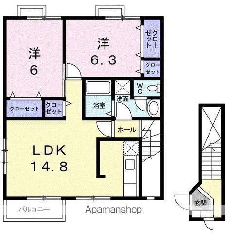 ORBLY Y Ⅱ(2LDK/2階)の間取り写真